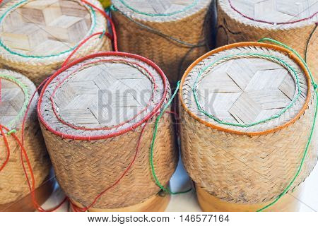Wicker on rice (Kratip rice) Thai traditional rice box