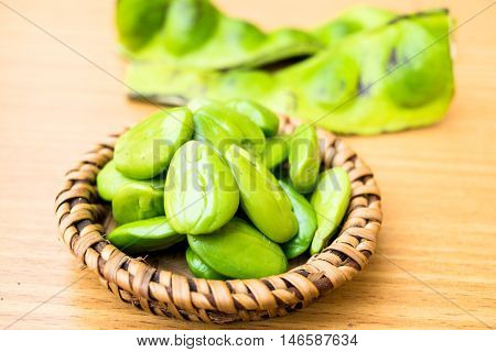 fresh and ripe parkia speciosa or bitter bean twisted cluster bean stink bean ( Parkia speciosa. FABACEAE )