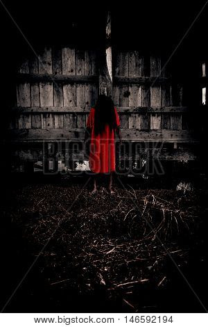 Scary ghost woman in Haunted House,Horror background for book cover