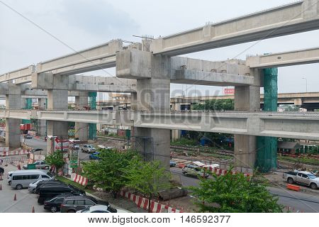 Construction Site Of Sky Train Redline Bangsue-rangsit