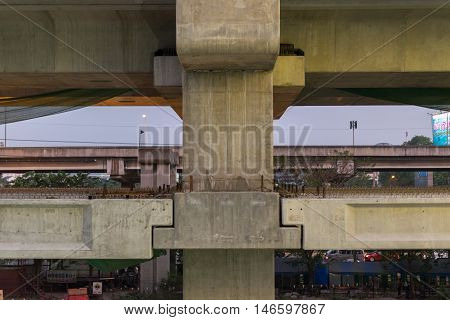 Construction Site Of Sky Train Redline Bangsue-rangsit