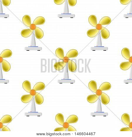 Fan with Orange Blades Seamless Pattern on White Background