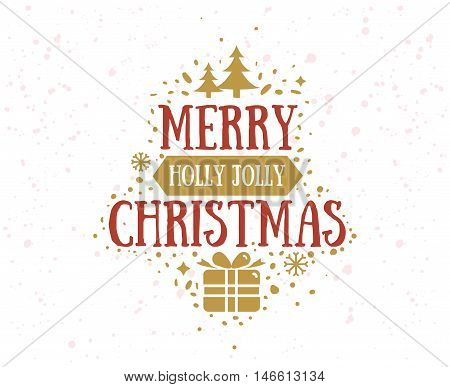 Merry Christmas text design. Vector logo, typograpy. Usable as banner, greeting card, gift package etc.