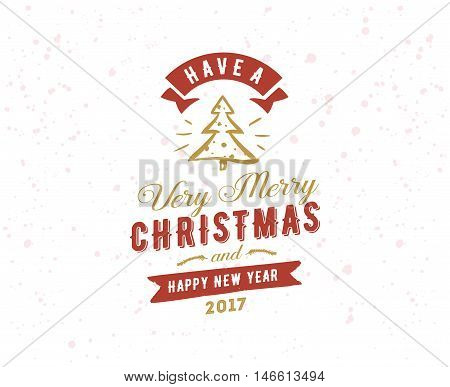 Merry Christmas and Happy New Year text design. Vector logo, typograpy. Usable as banner, greeting card, gift package etc.