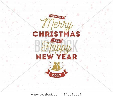 Merry Christmas and Happy New Year text design. Vector logo, typograpy. Usable as banner, greeting card, gift package etc.