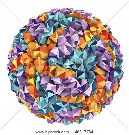 Low-polygonal illustration of Zika virus. 3D illustration