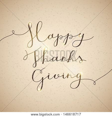 happy thanksgiving lettering, vector handwritten text for greeting cards