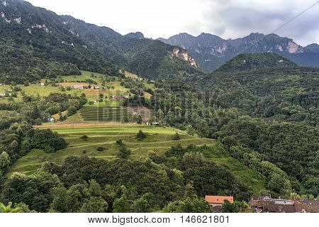Landscape along the road between Maroggia and Arogno (Ticino Switzerland) at summer