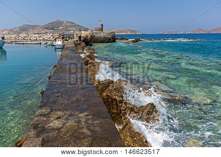 Venetian fortress and small port in Naoussa town, Paros island, Cyclades, Greece