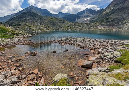 Amazing view of Musala peak and reflection in Musalenski lakes,  Rila mountain, Bulgaria