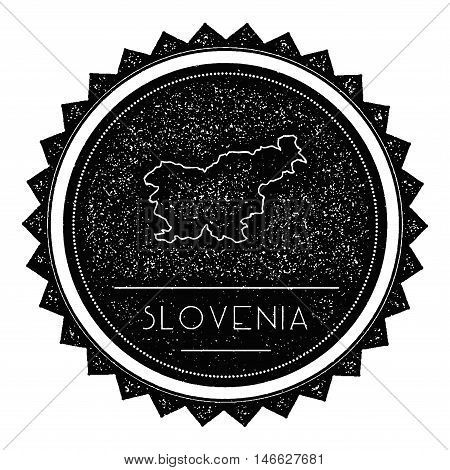 Slovenia Map Label With Retro Vintage Styled Design. Hipster Grungy Slovenia Map Insignia Vector Ill