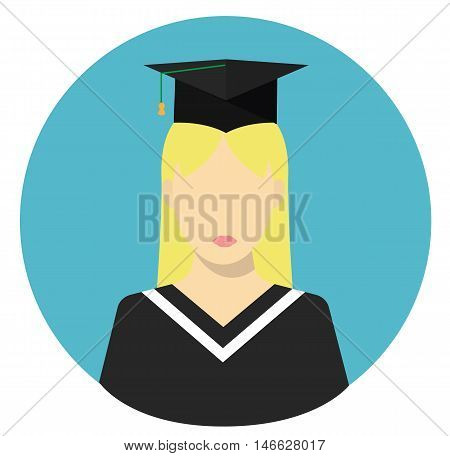 Girl graduate student - flat - vector