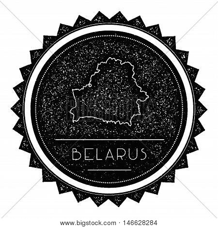Belarus Map Label With Retro Vintage Styled Design. Hipster Grungy Belarus Map Insignia Vector Illus