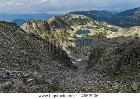 Amazing landscape to Musalenski lakes from Musala Peak, Rila mountain, Bulgaria