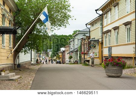 Naantali, Finland - 06 July , 2015: Cloudy Summer Day On The Historic Quarter Of Naantali