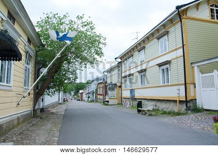 Naantali, Finland - 06 July , 2015: Cloudy Summer Day On The Historic Quarter Of Naantali