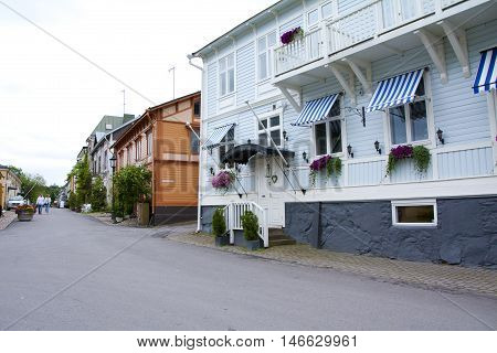 Naantali, Finland - 06 July , 2015: Cloudy Summer Day On The Historic Quarter Of Naantali