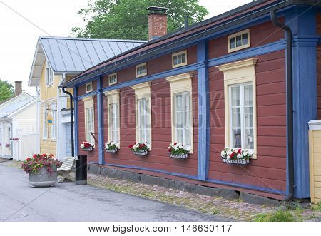 Naantali, Finland - 06 July , 2015: Cloudy Summer Day On The Historic Quarter Of Naantali