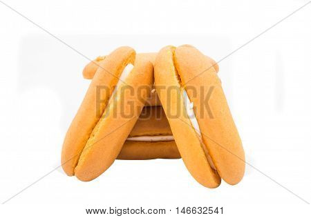 Sponge cake  vanilla on a white background