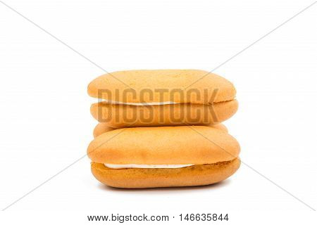 Sponge cake  vanilla on a white background