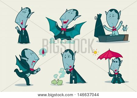 Dracula vampire, Cartoon character design, Vector illustration.