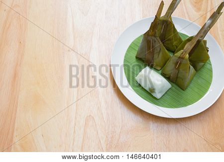 Steamed Flour with Coconut Filling is Thai style dessert