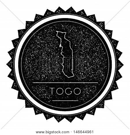 Togo Map Label With Retro Vintage Styled Design. Hipster Grungy Togo Map Insignia Vector Illustratio