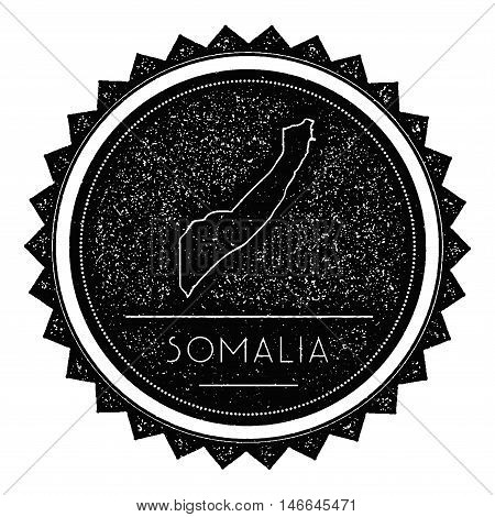 Somalia Map Label With Retro Vintage Styled Design. Hipster Grungy Somalia Map Insignia Vector Illus