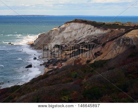 White chalk ciffs near the ocean or sea