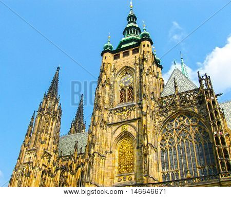The Cathedral of Saints Vitus Wenceslaus and Adalbert a gothic Roman Catholic metropolitan cathedral in Prague.