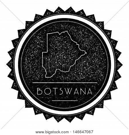 Botswana Map Label With Retro Vintage Styled Design. Hipster Grungy Botswana Map Insignia Vector Ill