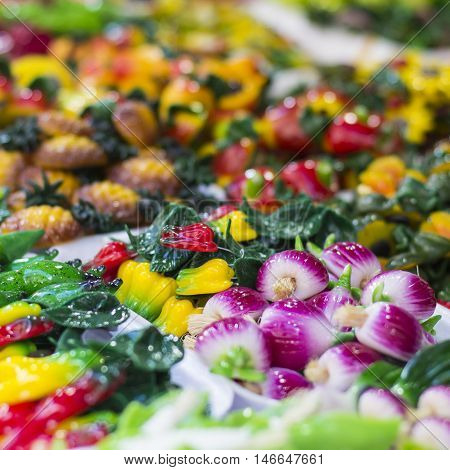 assortment colorful gummy candies at lockal market