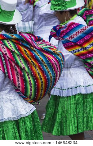 Cusco - Peru - June 06, 2016 : Peruvian Dancers At The Parade In Cusco. People In Traditional Clothe