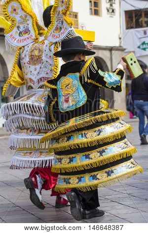 Cusco - Peru - June 06, 2016 : Peruvian Dancers At The Parade In Cusco. People In Traditional Clothe