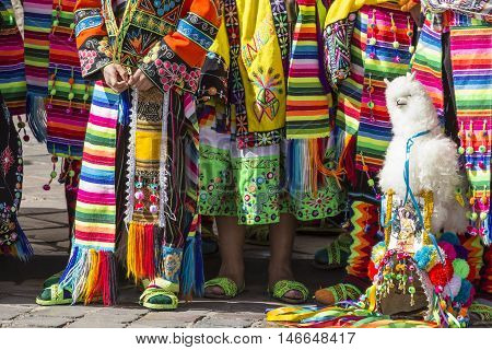 Cusco - Peru - June 06, 2016 : Peruvian Dancers At The Parade In Cusco. People In Traditional Clothe