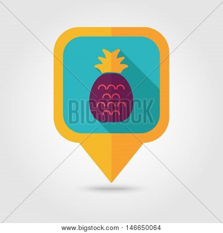 Pineapple flat vector pin map icon. Map pointer. Map markers. Tropical fruit. Vector illustration eps 10