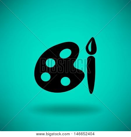 Paint brush with palette icon. Vector illustration