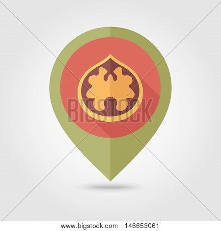 Walnut flat vector pin map icon. Map pointer. Map markers. Fruit Nut. Vector illustration eps 10