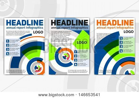 White brochure template layout, cover design annual report, magazine, flyer, leaflet in A4 for business and construction. Report with infographics. Vector illustration.