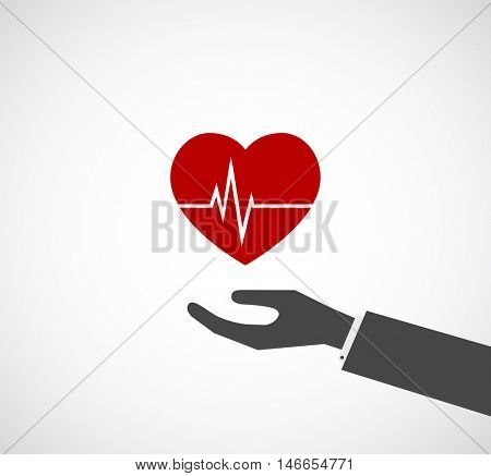 hand giving heart with oscillogram - concept icon