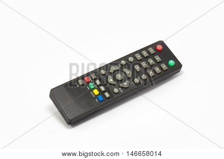 Remote control for sattelite receiver box on white background