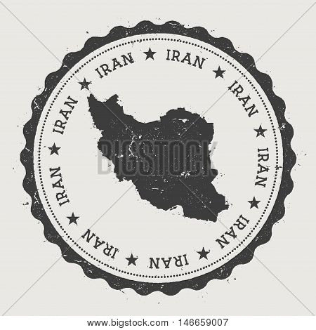 Iran, Islamic Republic Of Hipster Round Rubber Stamp With Country Map. Vintage Passport Stamp With C