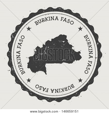Burkina Faso Hipster Round Rubber Stamp With Country Map. Vintage Passport Stamp With Circular Text
