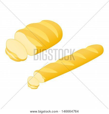 Sliced loaf bread. Vector isolated on white illustration.