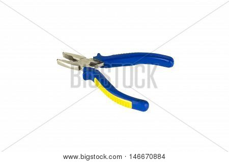 Blue Pliers isolated on a white background.