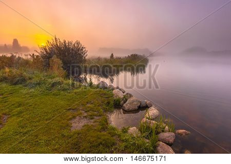 Misty Morning Lake