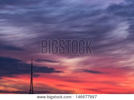 Crystal Palace transmitting station at dusk, Bromley, London, UK