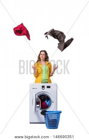 Woman feeling sressed after doing dirty laundry