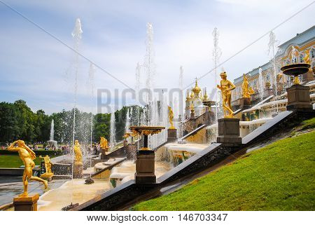 Russia, Saint-peterburg - June 24/2013: Peterhof Received Visitors After Restoration Of Many Exhibit