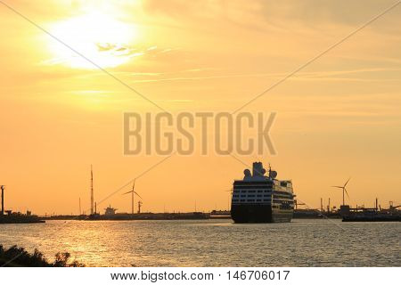 Velsen The Netherlands - August 27th 2016: Azamara Quest a cruise ship owned and operated by Azamara Club Cruises on North Sea Canal
